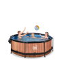 EXIT Wood pool ø244x76cm med filterpumpe og poolskærm - brun
