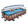EXIT Wood pool 540x250x100cm med filterpumpe og poolskærm - brun