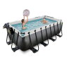 EXIT Black Leather pool 400x200x122cm med sandfilterpumpe og poolskærm - sort
