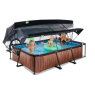 EXIT Wood pool 300x200x65cm med filterpumpe og poolskærm og baldakin - brun