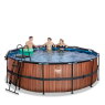 EXIT Wood pool ø427x122cm med sandfilterpumpe og poolskærm - brun
