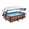 EXIT Wood pool 300x200x65cm med filterpumpe og poolskærm - brun