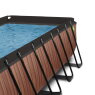 EXIT Wood pool 400x200x100cm med sandfilterpumpe og poolskærm og varmepumpe - brun