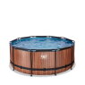 EXIT Wood pool ø360x122cm med filterpumpe - brun