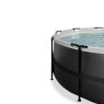 EXIT Black Leather pool ø450x122cm med sandfilterpumpe og poolskærm og tilbehørssæt - sort