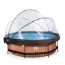 EXIT Wood pool ø300x76cm med filterpumpe og poolskærm og baldakin - brun