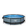 EXIT Stone pool ø300x76cm med filterpumpe og poolskærm og baldakin - grå