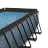 EXIT Stone pool 400x200x122cm med sandfilterpumpe og poolskærm - grå