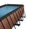 EXIT Wood pool 540x250x122cm med sandfilterpumpe og poolskærm - brun