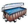 EXIT Wood pool 400x200x122cm med sandfilterpumpe og poolskærm og varmepumpe - brun