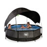 EXIT Black Wood pool ø300x76cm med filterpumpe og baldakin - sort