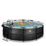 EXIT Black Leather pool ø427x122cm med sandfilterpumpe og poolskærm og tilbehørssæt - sort