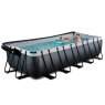 EXIT Black Leather pool 540x250x122cm med sandfilterpumpe og poolskærm og tilbehørssæt - sort