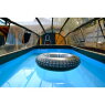 EXIT Stone pool 400x200x100cm med sandfilterpumpe og poolskærm og varmepumpe - grå