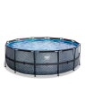 EXIT Stone pool ø427x122cm med filterpumpe - grå