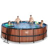 EXIT Wood pool ø488x122cm med filterpumpe - brun