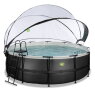 EXIT Black Leather pool ø427x122cm med sandfilterpumpe og poolskærm og varmepumpe - sort
