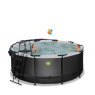 EXIT Black Leather pool ø360x122cm med sandfilterpumpe og poolskærm - sort
