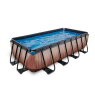 EXIT Wood pool 400x200x100cm med sandfilterpumpe - brun