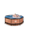 EXIT Wood pool ø244x76cm med filterpumpe - brun