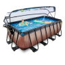 EXIT Wood pool 400x200x122cm med sandfilterpumpe og poolskærm og varmepumpe - brun