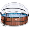 EXIT Wood pool ø488x122cm med sandfilterpumpe og poolskærm - brun