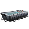 EXIT Black Leather pool 540x250x100cm med sandfilterpumpe og poolskærm og varmepumpe - sort