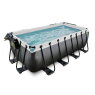 EXIT Black Leather pool 400x200x122cm med sandfilterpumpe og poolskærm og tilbehørssæt - sort
