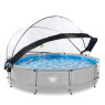 EXIT Soft Grey pool ø360x76cm med filterpumpe og poolskærm - grå