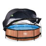 EXIT Wood pool ø300x76cm med filterpumpe og poolskærm og baldakin - brun